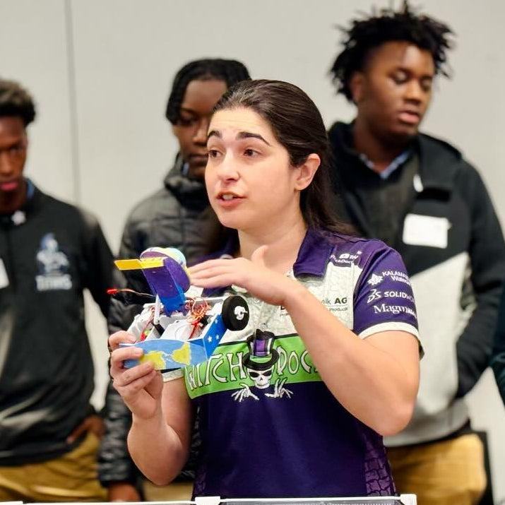 Andrea Gellatly from BattleBots' team Witch Doctor teaches a RoboClash class in Washington DC